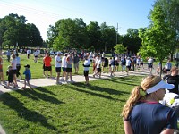 Race Photo  The crowd begins to form at Dexter school. : Fitness, Races, Running, Half Marathon