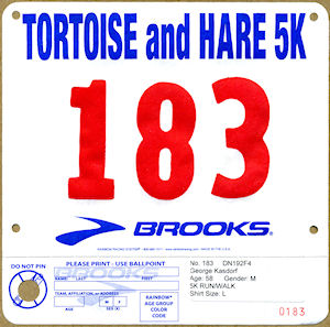 The official 4th of July 5K bib number.