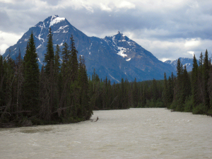 Huge mountains and swift rivers.