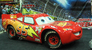 Lightening McQueen from the movie Cars.